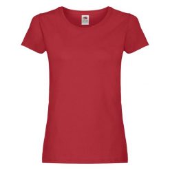 Oryginalna Koszulka Damska. Czerwone bluzki damskie Fruit of the Loom, m, bez wzorów, sportowe, bez kołnierzyka, bez ramiączek. Za 28.99 zł.
