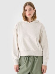 4F Bluza dresowa nierozpinana z kapturem damska - beżowa XL. Brązowe bluzy damskie 4F, xl, bez wzorów, z bawełny, z kapturem. W wyprzedaży za 69.99 zł.