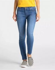 SPODNIE DAMSKIE LEE SCARLETT HIGH BLUE L526PFYO 112111798. Niebieskie rurki damskie Lee, bez wzorów, z jeansu. Za 199.99 zł.