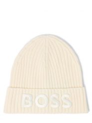 BOSS czapka z dzianiny wykonana z wełny dziewiczej - Lara Kobiety wełna ze strzyży żółty, ONE SIZE. Żółte czapki damskie Boss, na zimę, bez wzorów, z dzianiny. Za 279.95 zł.
