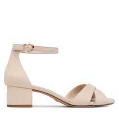 Sandały Tamaris. Brązowe sandały damskie Tamaris, bez wzorów, bez obcasa, na słupku, bez zapięcia. Za 289.99 zł.