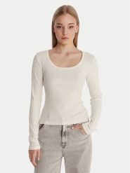 Guess Jeans Bluzka W6RP24 KA0H1 Écru Slim Fit. Bluzki damskie Guess Jeans, l, z aplikacjami, z bawełny, bez kołnierzyka, bez ramiączek. Za 209.99 zł.