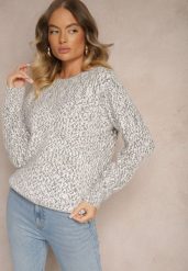 Szary Sweter z Wełną w Klasycznym Stylu Zentina. Szare swetry klasyczne damskie Renee, na zimę, l, z wełny, bez kołnierzyka. Za 59.99 zł.
