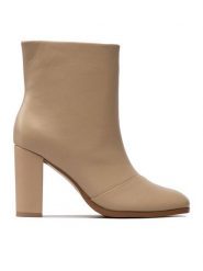 Simple Botki SL-44-02-000112 Beżowy. Brązowe botki damskie Simple, ze skóry, bez obcasa, na słupku, bez zapięcia. Za 469.99 zł.
