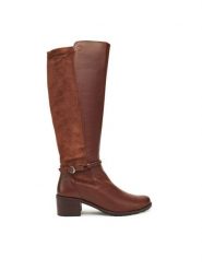 Caprice Kozaki 9-25600-43 Brązowy. Brązowe kozaki damskie Caprice, ze skóry, bez obcasa, na słupku, bez zapięcia. Za 699.99 zł.