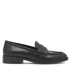 Lordsy GINO ROSSI. Czarne półbuty damskie Gino Rossi, bez wzorów, bez obcasa, bez zapięcia. Za 269.99 zł.
