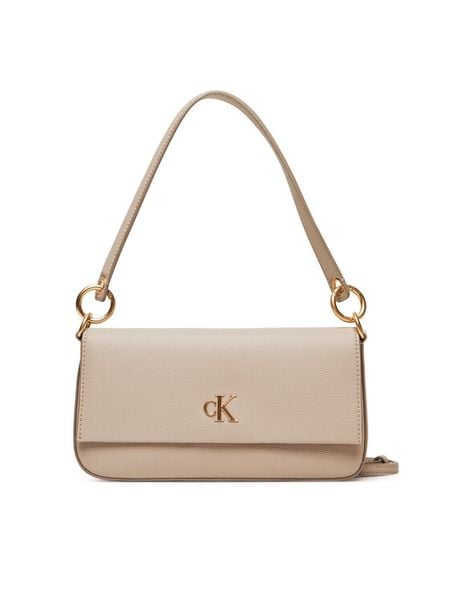 Calvin Klein Torebka Minimal Monogram Shoulder Pouch LV04K3161G Écru. Torebki klasyczne damskie Calvin Klein, ze skóry, bez dodatków. Za 259.99 zł.