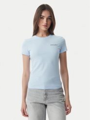 Tommy Jeans T-Shirt Ess Logo DW0DW23479 Niebieski jasny Slim Fit. Niebieskie t-shirty damskie Tommy Jeans, m, bez wzorów, z bawełny, bez kołnierzyka. Za 129.99 zł.