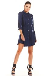 Sukienka koszulowa szmizjerka z paskiem granatowa. Żółte sukienki damskie Infinite You, bez wzorów, z elastanu, biznesowe, bez ramiączek. Za 349.00 zł.