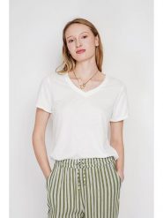 Le Jardin du Lin Koszulka w kolorze białym rozmiar: 42. Białe bluzki damskie Le jardin du lin, bez wzorów, bez kołnierzyka, bez ramiączek. Za 65.99 zł.