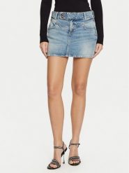Guess Spódnica jeansowa W5RD96 D5LR1 Niebieski Regular Fit. Niebieskie spódnice damskie Guess, z aplikacjami, z bawełny. Za 309.99 zł.