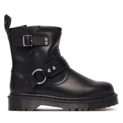 Botki Dr. Martens. Czarne botki damskie Dr Martens, bez obcasa, na płaskiej podeszwie, bez zapięcia. Za 1,039.00 zł.