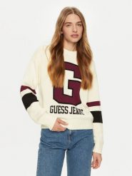 Guess Jeans Sweter W4BR11 Z3HN2 Czerwony Regular Fit. Czerwone swetry klasyczne damskie Guess Jeans, m, z jeansu, bez kołnierzyka. Za 339.99 zł.