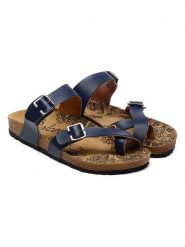 Calceo Japonki w kolorze granatowym rozmiar: 35. Niebieskie klapki damskie Calceo, bez wzorów, z materiału, z otwartym noskiem, bez obcasa, bez zapięcia. Za 118.28 zł.