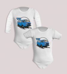 VW T3 — body (Rozmiar: 3M; Długość rękawa: długi; Rodzaj nadruku: VW T3). Body niemowlęce nikiniki, bez wzorów, z bawełny, bez kołnierzyka, bez ramiączek. Za 59.00 zł.