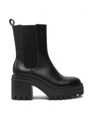 Calvin Klein Jeans Botki Chunky YW0YW01547 Czarny. Czarne botki damskie Calvin Klein Jeans, z jeansu, bez obcasa, na słupku, bez zapięcia. Za 439.99 zł.