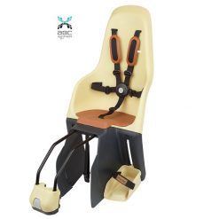 Fotelik rowerowy montowany na tylnej ramie MINIA. Żółte foteliki rowerowe POLISPORT MOVE. Za 289.99 zł.