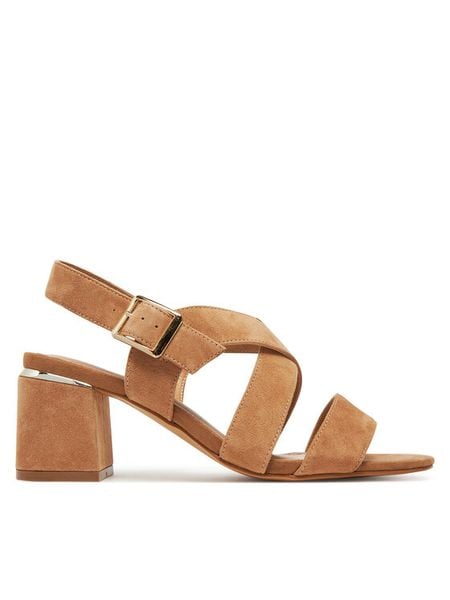 Sergio Bardi Sandały WYL4146-1Z-SB Brązowy. Brązowe sandały damskie Sergio Bardi, bez wzorów, ze skóry, bez obcasa, na słupku, bez zapięcia. Za 269.99 zł.