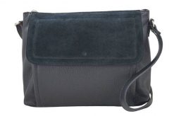 Torebka skórzana z zamszową klapką - Czarna. Czarne torby na laptopa Barberinis, bez wzorów, ze skóry, zamszowe. Za 177.99 zł.
