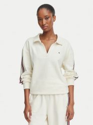 Tommy Hilfiger Bluza Rugby UW0UW06629 Kremowy Relaxed Fit. Białe bluzy damskie Tommy Hilfiger, s, bez wzorów, z bawełny, bez kaptura. Za 329.99 zł.