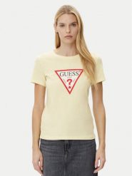 Guess T-Shirt W1YI1B I3Z14 Żółty Regular Fit. Żółte t-shirty damskie Guess, xl, z aplikacjami, z bawełny, bez kołnierzyka. Za 89.99 zł.