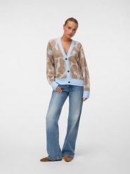 Vero Moda Kardigan w kolorze beżowo-błękitnym rozmiar: L. Brązowe kardigany damskie Vero Moda, l, bez wzorów, ze splotem. Za 134.95 zł.