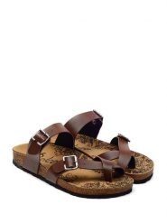 Calceo Japonki w kolorze brązowym rozmiar: 38. Brązowe klapki damskie Calceo, bez wzorów, z materiału, z otwartym noskiem, bez obcasa, bez zapięcia. Za 153.45 zł.