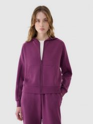 4F Bluza dresowa rozpinana z modalem damska - fioletowa XS. Fioletowe bluzy damskie 4F, xs, bez wzorów, z dresówki. W wyprzedaży za 139.99 zł.