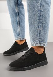 Czarne Sneakersy Ażurowe Sznurowane Telalina. Czarne obuwie sportowe damskie Born2be, bez zapięcia. Za 49.99 zł.