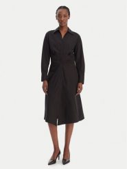 BOSS Sukienka koszulowa Drepill 50553673 Czarny Regular Fit. Czarne sukienki damskie Boss, bez wzorów, z bawełny, bez ramiączek. Za 1,449.00 zł.