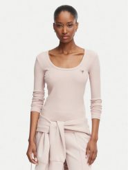 Guess Bluzka V4BP07 K8RT2 Różowy Slim Fit. Czerwone bluzki damskie Guess, xxs, z aplikacjami, z wiskozy, bez kołnierzyka, bez ramiączek. Za 194.99 zł.