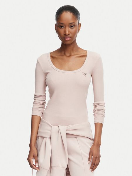 Guess Bluzka V4BP07 K8RT2 Różowy Slim Fit. Czerwone bluzki damskie Guess, m, z aplikacjami, z wiskozy, bez kołnierzyka, bez ramiączek. Za 156.99 zł.