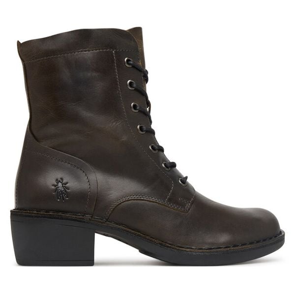Botki Fly London. Zielone botki damskie Fly London, bez obcasa, na słupku, bez zapięcia. Za 794.99 zł.