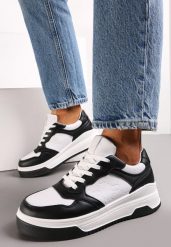 Czarno-Białe Sneakersy Sznurowane na Grubej Podeszwie Ainne. Czarne obuwie sportowe damskie Renee, bez zapięcia. Za 69.99 zł.