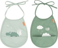 Śliniaki z kieszonką Happy Clouds zielone 2 szt. Zielone śliniaki Done by deer, bez wzorów. Za 69.00 zł.