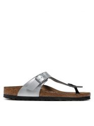 Birkenstock Japonki Gizeh Bs 0043853 Srebrny. Szare klapki damskie Birkenstock, bez wzorów, ze skóry, bez obcasa, bez zapięcia. Za 309.00 zł.