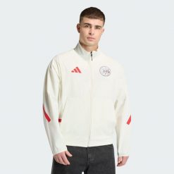 Bluza reprezentacyjna Ajax Amsterdam Z.N.E. Białe bluzy damskie Adidas, l, bez wzorów, z elastanu, bez kaptura. Za 335.30 zł.