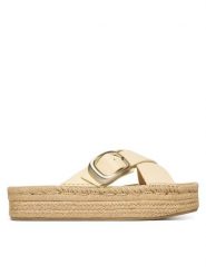 Calvin Klein Espadryle Flatf Espadrill Cross Lth Hdw HW0HW02892 Écru. Espadryle damskie Calvin Klein, bez wzorów, ze skóry, bez obcasa. Za 489.99 zł.