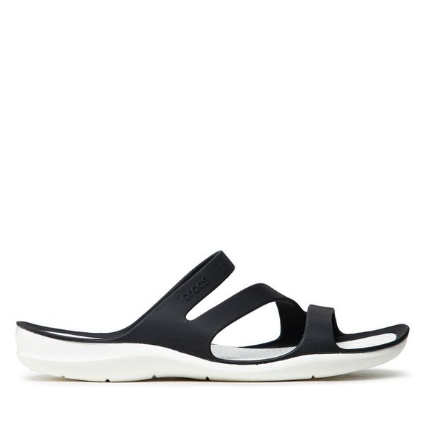 Klapki Crocs. Czarne klapki damskie Crocs, bez wzorów, bez obcasa, bez zapięcia. Za 129.99 zł.