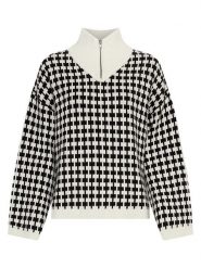 MOSS COPENHAGEN Sweter "Amaria" w kolorze biało-czarnym rozmiar: S/M. Białe swetry klasyczne damskie Moss Copenhagen, m, bez kołnierzyka. Za 208.99 zł.