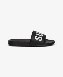 Superdry Pool Sliders klapki z profilowaną wkładką – Black. Czarne klapki damskie Superdry, bez wzorów, z poliesteru, bez obcasa, bez zapięcia. Za 152.50 zł.
