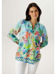 Aniston Bluzka w kolorze turkusowym ze wzorem rozmiar: 42. Niebieskie bluzki damskie Aniston, bez wzorów, z wiskozy, bez kołnierzyka, bez ramiączek. Za 173.99 zł.