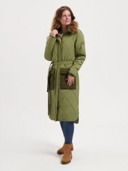 TRAVELIN' Płaszcz przejściowy w kolorze khaki rozmiar: L. Brązowe płaszcze damskie Travelin', l, bez wzorów, z tkaniny, bez kaptura. Za 434.99 zł.