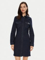 Calvin Klein Jeans Sukienka jeansowa J20J225064 Granatowy Slim Fit. Niebieskie sukienki damskie Calvin Klein Jeans, bez wzorów, z bawełny, bez ramiączek. Za 359.99 zł.