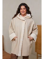 Curvy Lady Płaszcz zimowy w kolorze beżowym rozmiar: 40/42. Brązowe płaszcze damskie Curvy Lady, na zimę, bez wzorów, z puchu, bez kaptura. Za 184.46 zł.