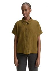 Tom Tailor Bluzka w kolorze khaki rozmiar: XL. Brązowe bluzki damskie Tom Tailor, xl, bez wzorów, z bawełny, bez kołnierzyka, bez ramiączek. Za 70.08 zł.
