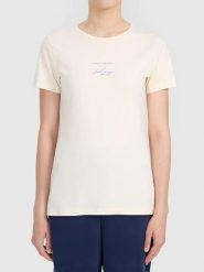 4F Koszulka w kolorze kremowym rozmiar: S. Brązowe bluzki damskie 4F, s, bez wzorów, z bawełny, bez kołnierzyka, bez ramiączek. Za 43.88 zł.