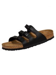 Klapki damskie Birkenstock Florida Birkoflor. Czarne klapki damskie Birkenstock, bez wzorów, z jeansu, bez obcasa, bez zapięcia. Za 674.00 zł.