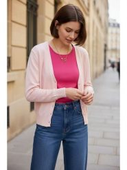 ASSUILI Kardigan w kolorze jasnoróżowym rozmiar: 40. Różowe kardigany damskie Assuili, bez wzorów. Za 100.99 zł.