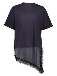 Noisy may Koszulka w kolorze granatowym rozmiar: XL. Niebieskie bluzki damskie Noisy may, xl, bez wzorów, z bawełny, z asymetrycznym kołnierzem, bez ramiączek. Za 84.60 zł.